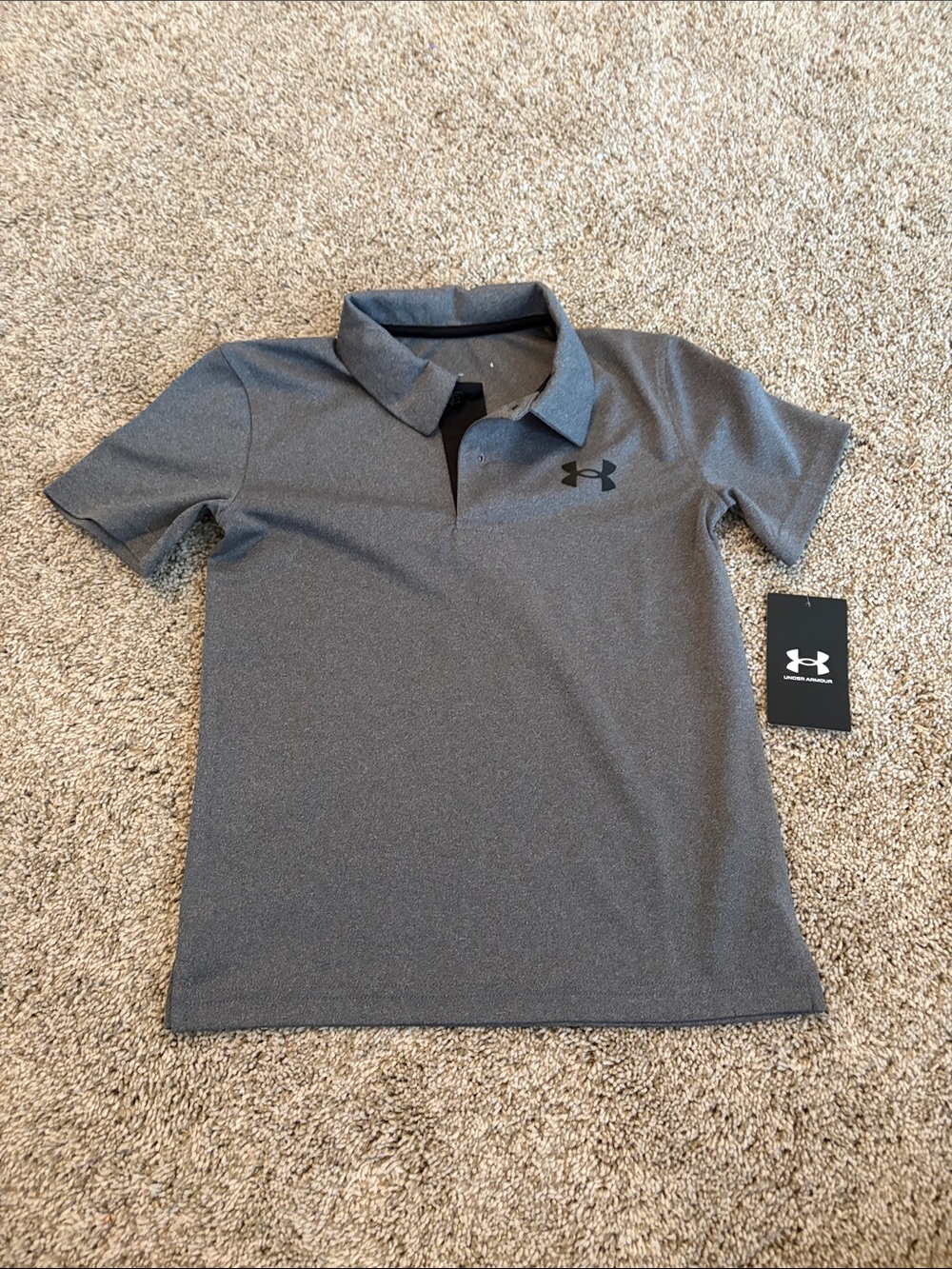 Under Armour Boy's Charcoal Heather Polo Shirt